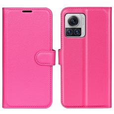  Motorola Edge 30 Ultra 5G Fodral Litchi L&auml;der Rosa - Teknikhallen.se