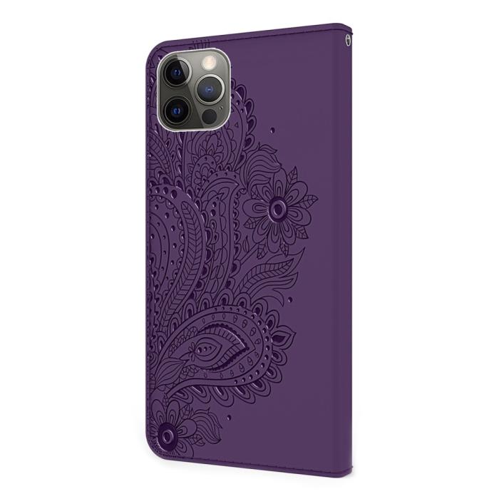 Bild 3,  iPhone 13 Pro Max - Flower Mandala Läder Fodral - Lila - Teknikhallen.se