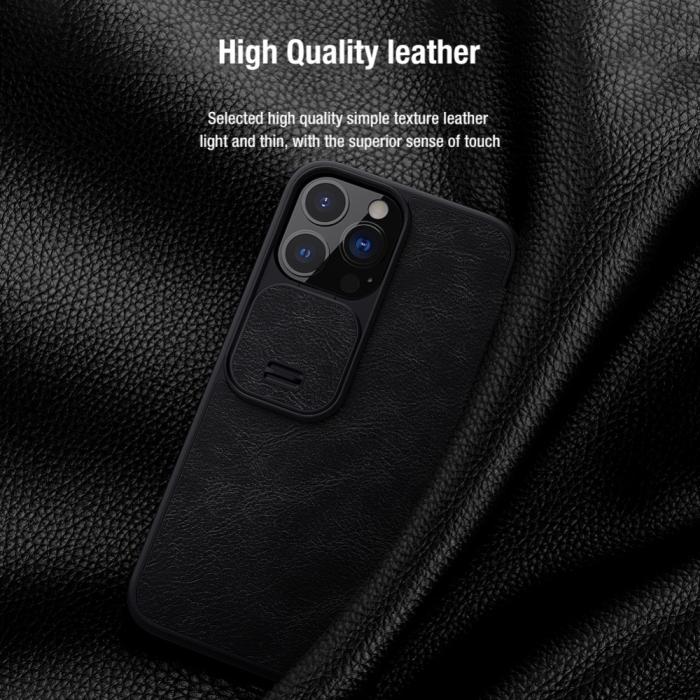 Bild 4, NILLKIN iPhone 13 Pro Max - NILLKIN Qin CamShield Läder Fodral - Svart - Teknikhallen.se