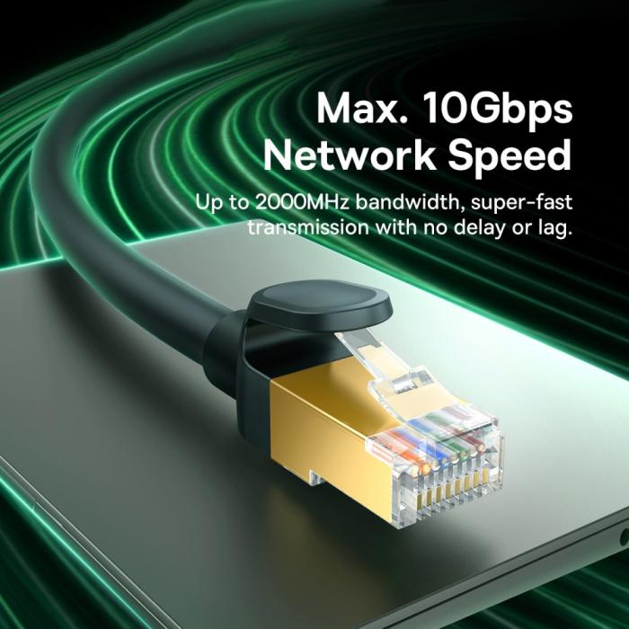 Bild 3, BASEUS BASEUS 1 m Cat8 40Gbps RJ45 Nätverkskabel Svart - Teknikhallen.se