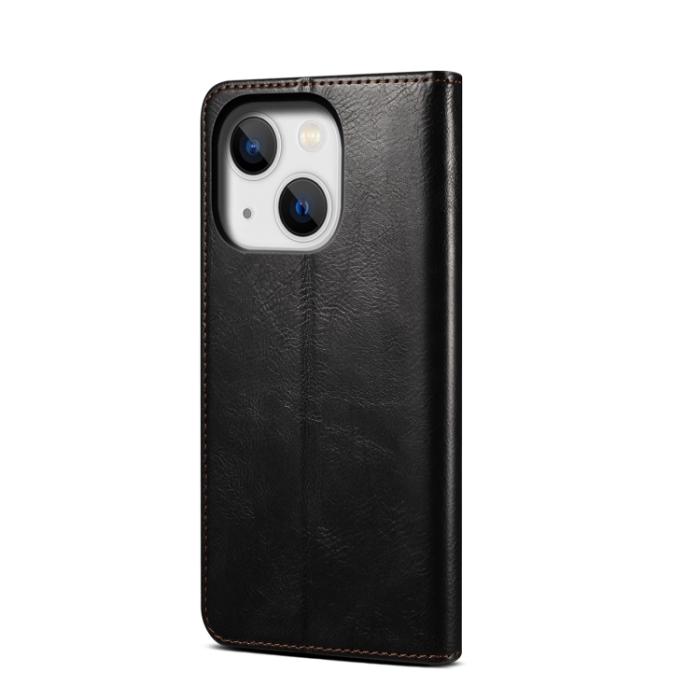 Bild 3,  iPhone 14 Plus Fodral Flip Crazy Horse Svart - Teknikhallen.se