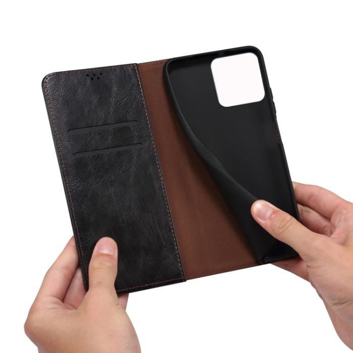Bild 6,  iPhone 14 Plus Fodral Flip Crazy Horse Svart - Teknikhallen.se