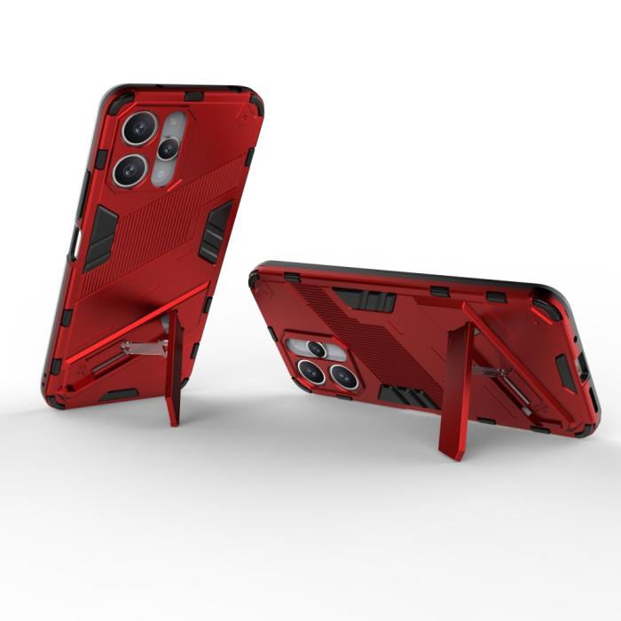 Bild 3,  Xiaomi Redmi 12 5G/4G Skal Kickstand Hybrid Armor Röd - Teknikhallen.se