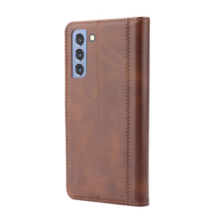Bild 3,  Samsung Galaxy S21 FE Fodral Premium Med Frontficka Brun - Teknikhallen.se