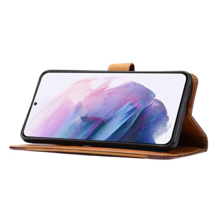 Bild 4,  Samsung Galaxy S21 FE Fodral Premium Med Frontficka Brun - Teknikhallen.se