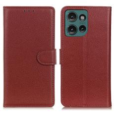  Motorola Edge 50 Neo Fodral Litchi L&auml;der Brun - Teknikhallen.se