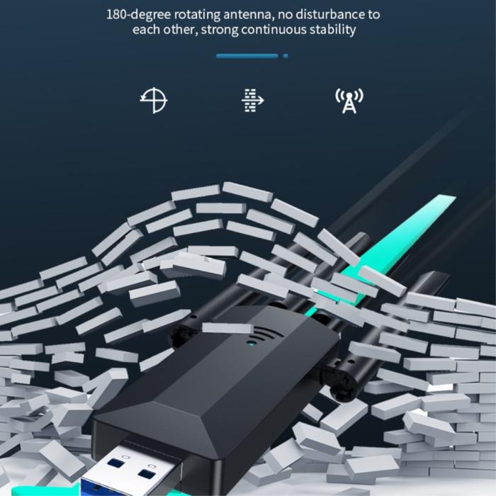 Bild 5,  Trådlös USB 3.0 Nätverkskort Dual-Band Svart - Teknikhallen.se