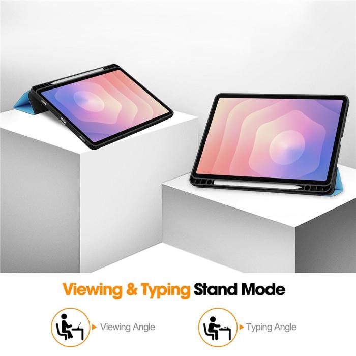 Bild 6,  Samsung Galaxy Tab S11 Fodral Tri-Fold Läder Blå - Teknikhallen.se
