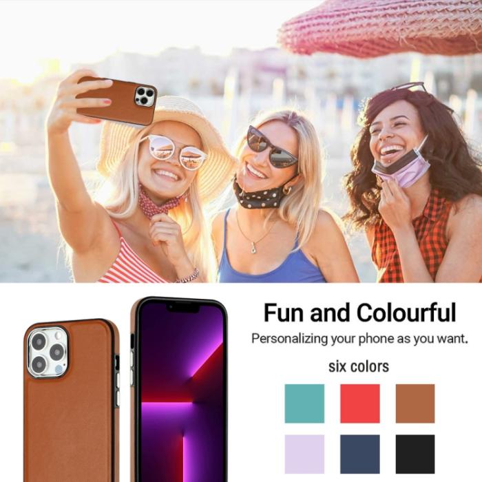 Bild 6,  iPhone 15 Pro Max Skal Läder Belagt Brun - Teknikhallen.se