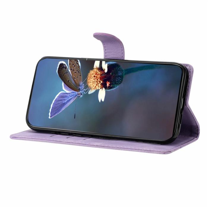 Bild 3,  iPhone 17 Pro Max Fodral Med Blommigt Tryck Läder Lila - Teknikhallen.se