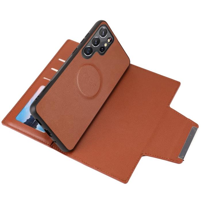 Bild 2,  Samsung Galaxy S23 Ultra 2in1 Magnet Fodral Brun - Teknikhallen.se