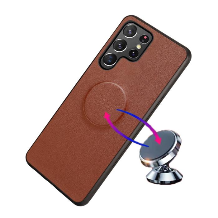 Bild 5,  Samsung Galaxy S23 Ultra 2in1 Magnet Fodral Brun - Teknikhallen.se