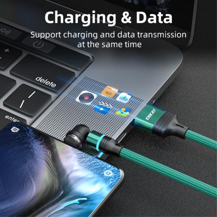 Bild 4, ENKAY ENKAY 1 m 3in1 USB-C / Lightning / MicroUSB 360° Magnetkabel - Teknikhallen.se