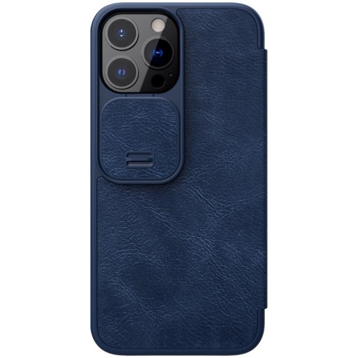 Bild 3, NILLKIN iPhone 13 Pro Max - NILLKIN Qin CamShield Läder Fodral - Blå - Teknikhallen.se
