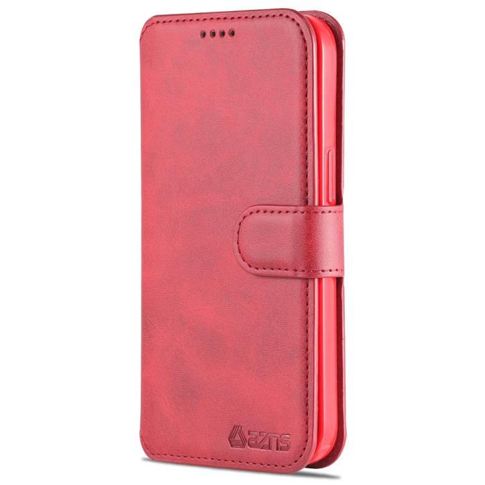 Bild 2, AZNS iPhone 13 Pro Max - AZNS Slim Läder Fodral - Röd - Teknikhallen.se