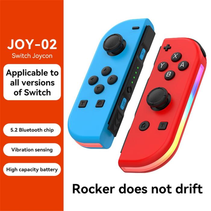 Bild 2, DOBE DOBE Nintendo Switch Joy-Con Kontroll RGB Röd / Blå - Teknikhallen.se