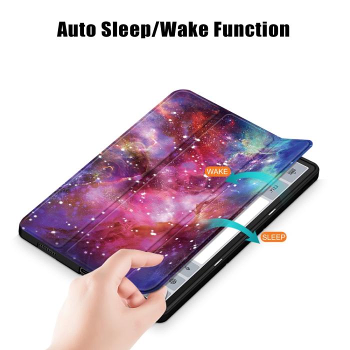 Bild 4,  Lenovo Tab P12 Fodral Tri-Fold Läder Cosmic Space - Teknikhallen.se