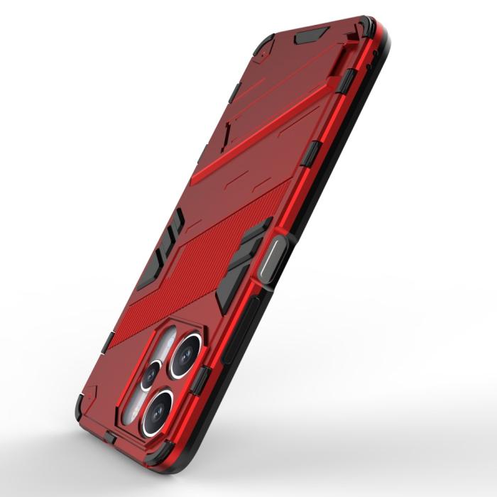 Bild 4,  Xiaomi Redmi 12 5G/4G Skal Kickstand Hybrid Armor Röd - Teknikhallen.se