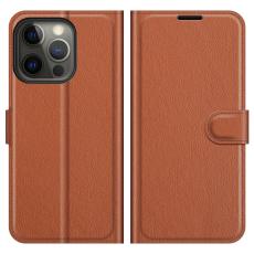  iPhone 13 Pro Fodral Litchi L&auml;der Brun - Teknikhallen.se