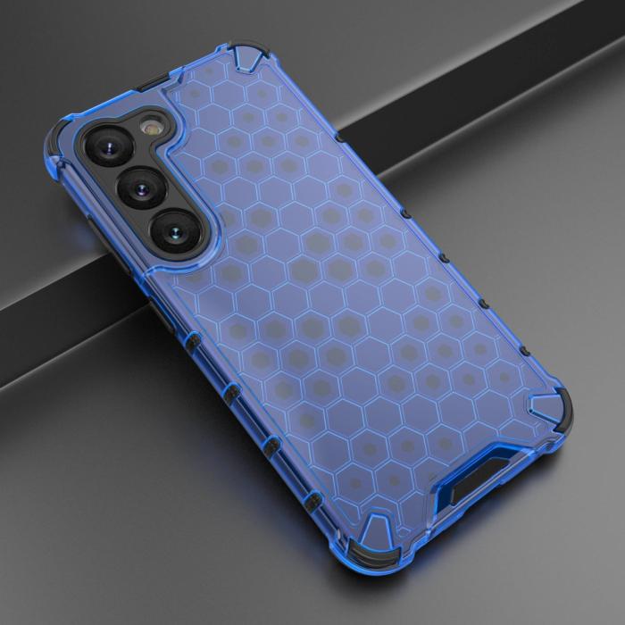 Bild 2,  Samsung Galaxy S23 Skal Shockproof Honeycomb Textur Blå - Teknikhallen.se