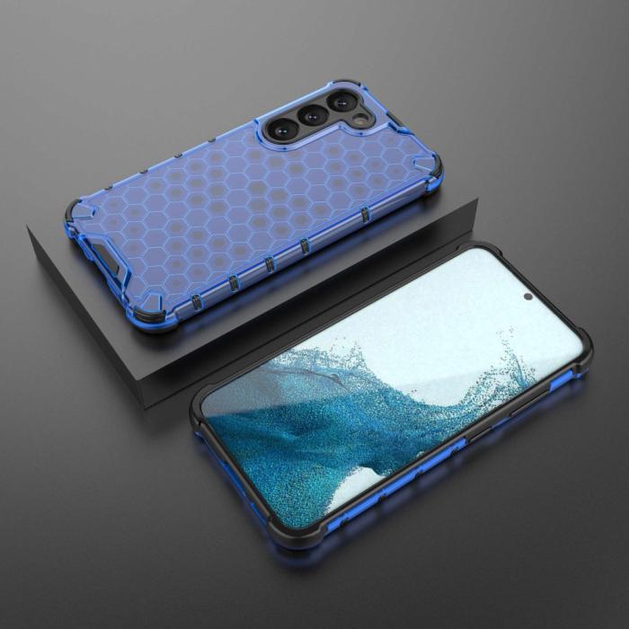 Bild 3,  Samsung Galaxy S23 Skal Shockproof Honeycomb Textur Blå - Teknikhallen.se
