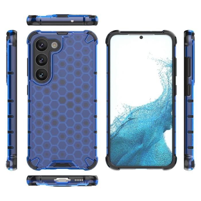 Bild 4,  Samsung Galaxy S23 Skal Shockproof Honeycomb Textur Blå - Teknikhallen.se