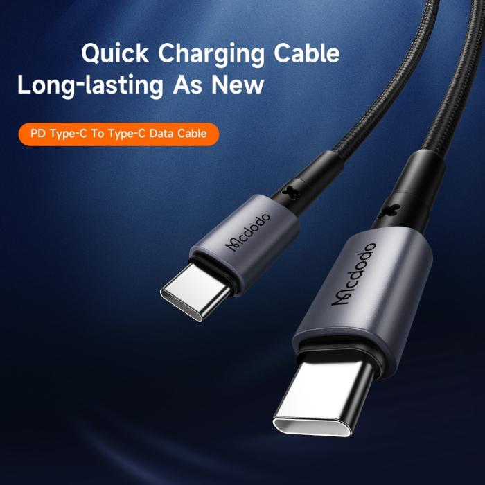 Bild 2, MCDODO Mcdodo 1.5m 60W PD USB-C - USB-C Snabbladdningskabel Svart - Teknikhallen.se