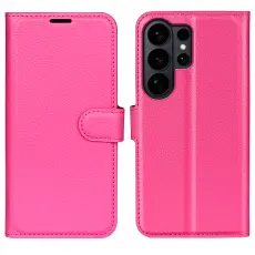  Samsung Galaxy S26 Ultra Fodral Litchi L&auml;der Rosa - Teknikhallen.se