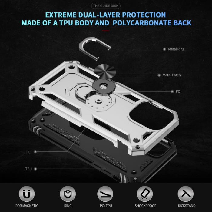 Bild 5,  iPhone 16 Skal Shockproof Hybrid Ring Silver - Teknikhallen.se