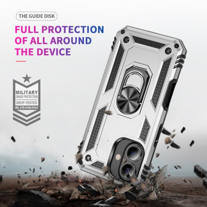 Bild 6,  iPhone 16 Skal Shockproof Hybrid Ring Silver - Teknikhallen.se