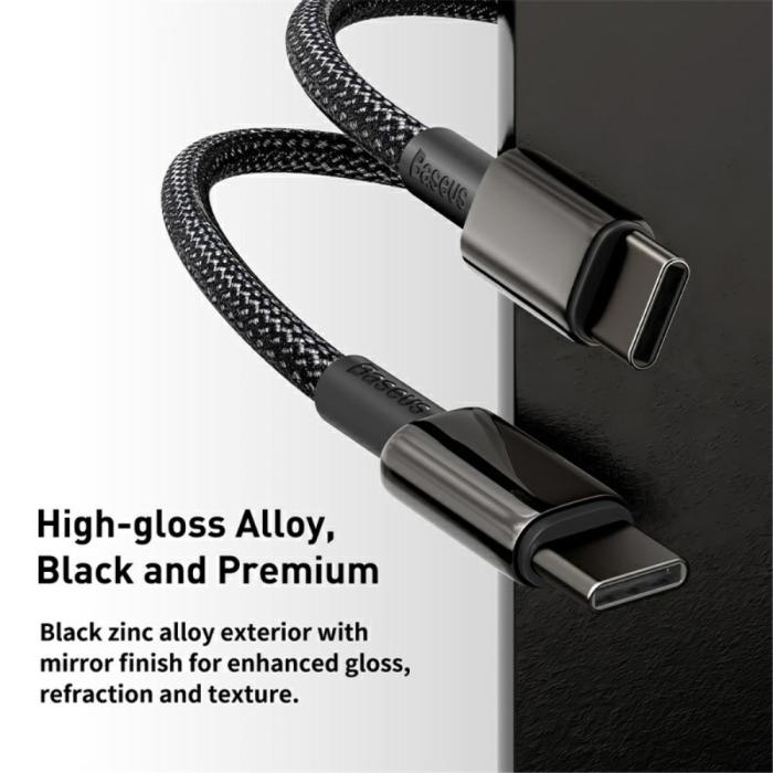 Bild 4, BASEUS Baseus 1m 100W USB-C - USB-C Kabel Tungsten Gold Series Svart - Teknikhallen.se