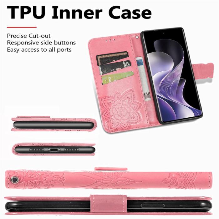 Bild 6,  Xiaomi Redmi Note 14 Pro 5G Fodral Läder Fjäril Tryck Rosa - Teknikhallen.se