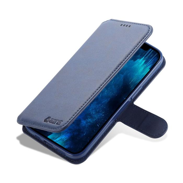 Bild 4, AZNS iPhone 13 Pro Max - AZNS Slim Läder Fodral - Blå - Teknikhallen.se