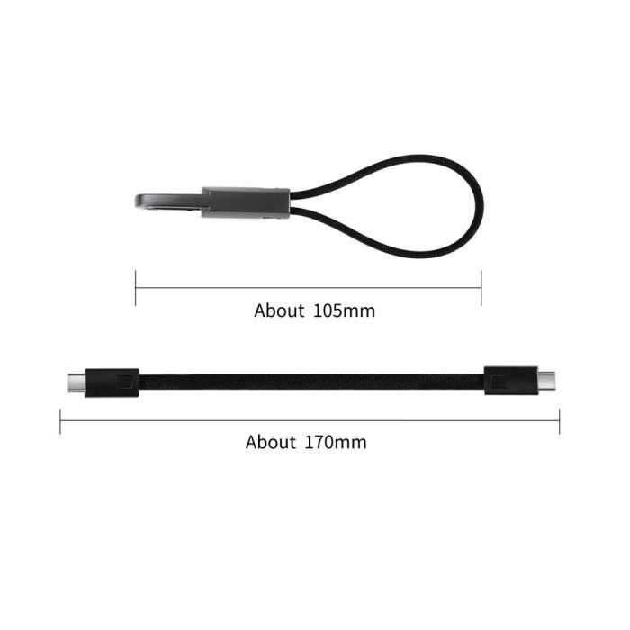 Bild 5, Tech-Protect Tech-Protect 60W/3A PD USB-C - USB-C Kabel Nyckelring Iron Grey - Teknikhallen.se