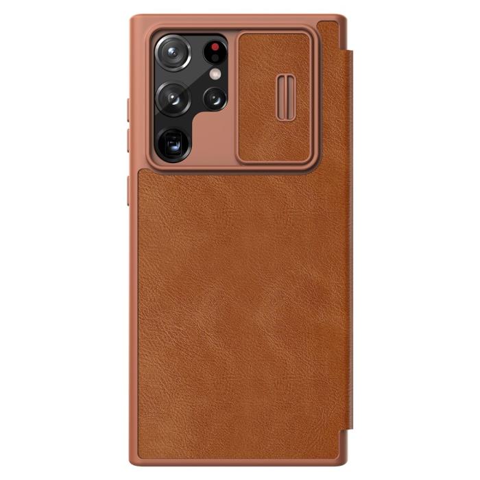 Bild 3, NILLKIN NILLKIN Samsung Galaxy S22 Ultra Fodral Qin Series Brun - Teknikhallen.se