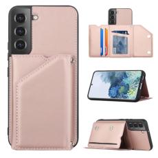  Samsung Galaxy S22 Skal Skin Touch Med Kortfack Ros&eacute;guld - Teknikhallen.se