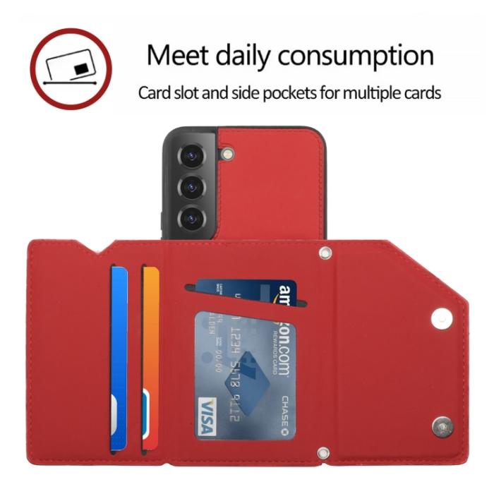 Bild 5,  Samsung Galaxy S22 Skal Skin Touch Med Kortfack Röd - Teknikhallen.se