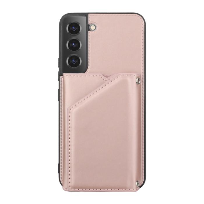Bild 2,  Samsung Galaxy S22 Skal Skin Touch Med Kortfack Roséguld - Teknikhallen.se