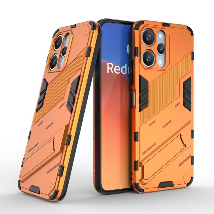 Bild 5,  Xiaomi Redmi 12 5G/4G Skal Kickstand Hybrid Armor Orange - Teknikhallen.se