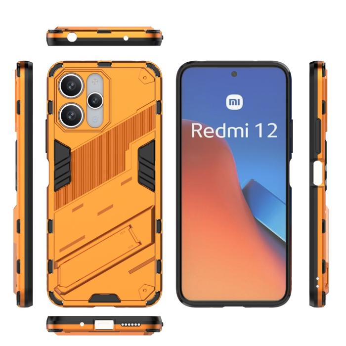 Bild 6,  Xiaomi Redmi 12 5G/4G Skal Kickstand Hybrid Armor Orange - Teknikhallen.se