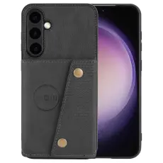  Samsung Galaxy S25 Skal L&auml;der Med Kortfack Och Magnet - Teknikhallen.se