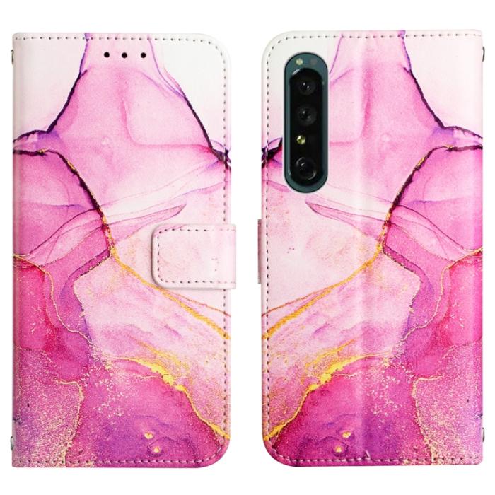 Bild 2,  Sony Xperia 1 IV Fodral Marmor Rosa/Lila/Guld - Teknikhallen.se