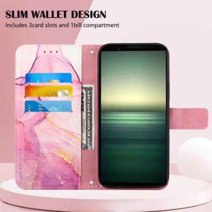 Bild 3,  Sony Xperia 1 IV Fodral Marmor Rosa/Lila/Guld - Teknikhallen.se