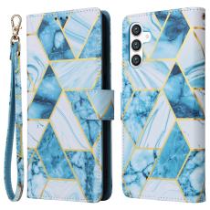  Samsung Galaxy S24 Plus Fodral L&auml;der Marmor Bl&aring; - Teknikhallen.se