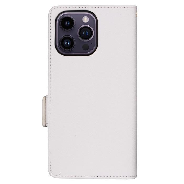 Bild 6,  iPhone 15 Plus Fodral Litchi Textur Med Snodd Vit - Teknikhallen.se