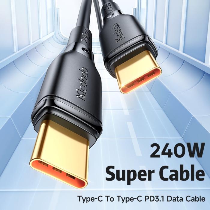 Bild 2, MCDODO Mcdodo 2m 240W 5A PD USB-C - USB-C Snabbladdningskabel Svart - Teknikhallen.se