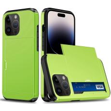  iPhone 15 Pro Max Skal Hybrid Kortfack Gr&ouml;n - Teknikhallen.se