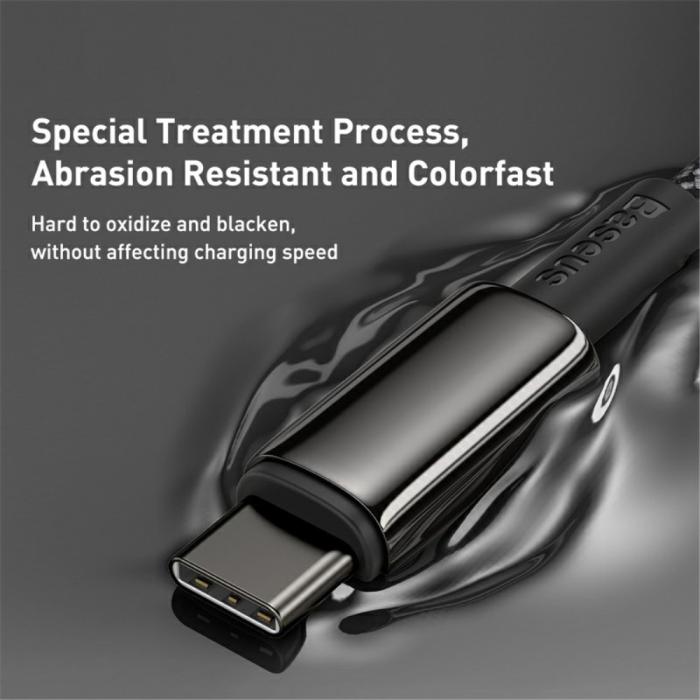 Bild 5, BASEUS Baseus 1m 100W USB-C - USB-C Kabel Tungsten Gold Series Svart - Teknikhallen.se