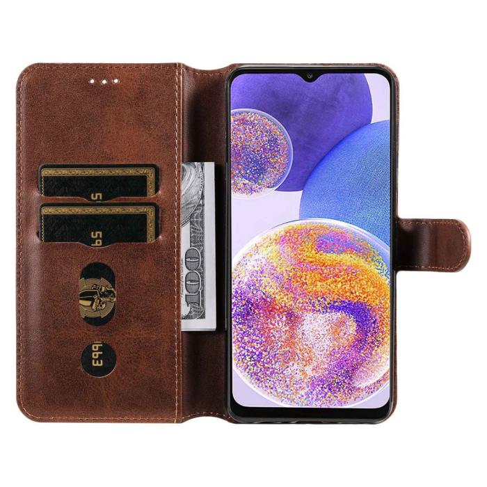 Bild 2,  Samsung Galaxy A23 5G Fodral Klassiskt Läder Brun - Teknikhallen.se