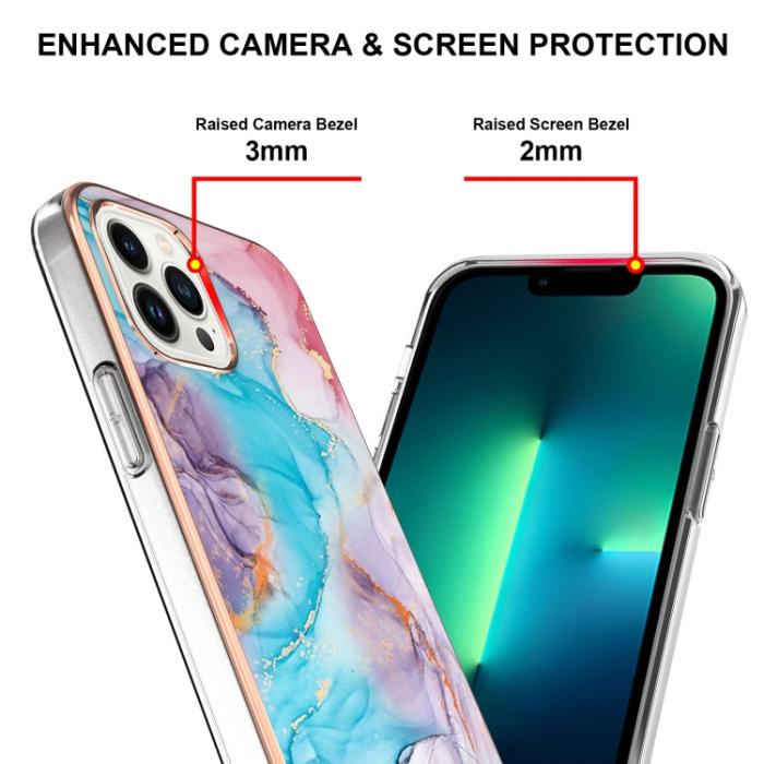 Bild 2,  iPhone 15 Pro Skal Med Tryck Marmor Blå Milky Way - Teknikhallen.se